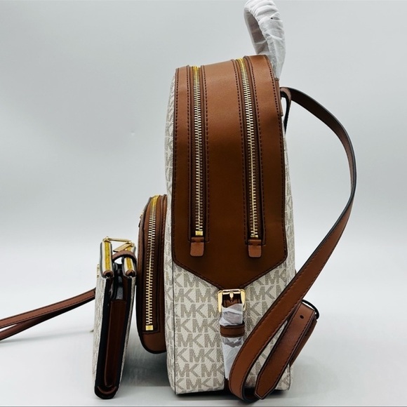Michael Kors Medium Jaycee Zip Packet Backpack & Double Zip Wallet Wristlet - Picture 4 of 16